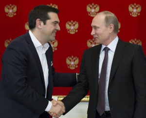 Russian President Vladimir Putin meets with Greek Prime Minister Alexis Tsipras