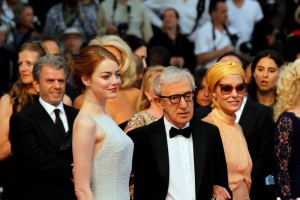 the "Irrational Man" premiere during the 68th annual Cannes Film Festival on May 15, 2015 in Cannes, France. Pictured: Emma Stone, Woody Allen, Parker Posey Ref: SPL1027881  160515   Picture by: KCS Presse / Splash News Splash News and Pictures Los Angeles:	310-821-2666 New York:	212-619-2666 London:	870-934-2666 photodesk@splashnews.com 