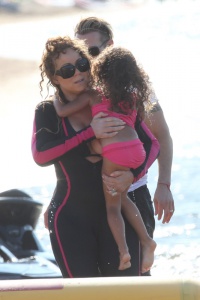 Singer Mariah Carey is seen enjoying a sun soaked break with her two children Monroe and Moroccan, Sardinia