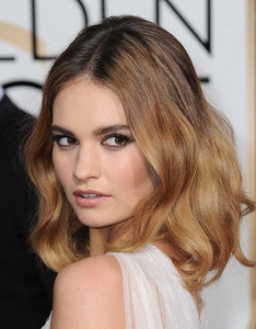 The 73rd Annual Golden Globe Awards at the Beverly Hilton Hotel on January 10, 2016 in Beverly Hills, California. Pictured: Lily James Ref: SPL1207020  100116   Picture by: Splash News Splash News and Pictures Los Angeles:	310-821-2666 New York:	212-619-2666 London:	870-934-2666 photodesk@splashnews.com 