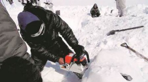 Siachen: Operations by the specialized teams of the Army and the Air Force in progress to search for the bodies of the soldiers hit by an avalanche, in Siachen on Monday. PTI Photo (PTI2_8_2016_000220A)