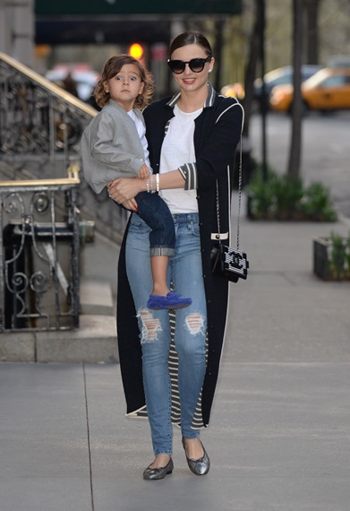 Miranda Kerr with son Flynn Bloom out in New York