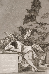 Πίνακας του Φρανσίσκο Γκόγια. Ο ύπνος της λογικής παράγει τέρατα (1799)