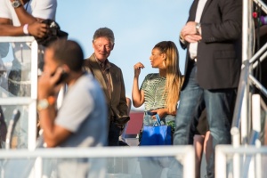 In a celebrity-packed VIP tent at Made in America, pop superstar Beyonce, husband Jay Z, Carmelo Anthony and others met former president Bill Clinton in Philadelphia. Pictured: Bill Clinton, Beyonce Ref: SPL1346070 040916 Picture by: London Ent / Splash News Splash News and Pictures Los Angeles: 310-821-2666 New York: 212-619-2666 London: 870-934-2666 photodesk@splashnews.com 