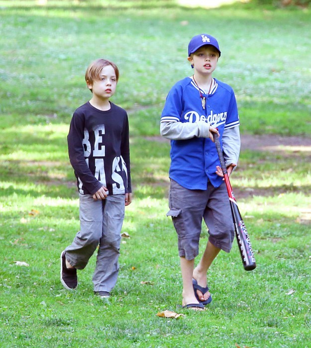 EXCLUSIVE: *PREMIUM RATES APPLY, MUST AGREE FEES* Angelina Jolie and Brad Pitt's three biological children, Shiloh, Knox, and Vivienne were spotted playing at the park with uncle James Haven in Los Angeles,CA on September 18 - just two days before it emer