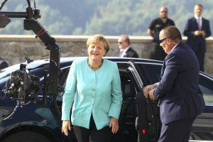 Germany's Chancellor Angela Merkel arrives for the European Union summit- the first one since Britain voted to quit- in Bratislava, Slovakia, September 16, 2016. REUTERS/Leonhard Foeger